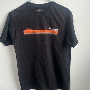 Columbia Men's Black Tee with Orange Stripe Design